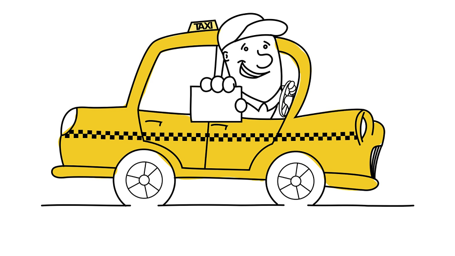 Zeichnung Taxi mit Fahrer